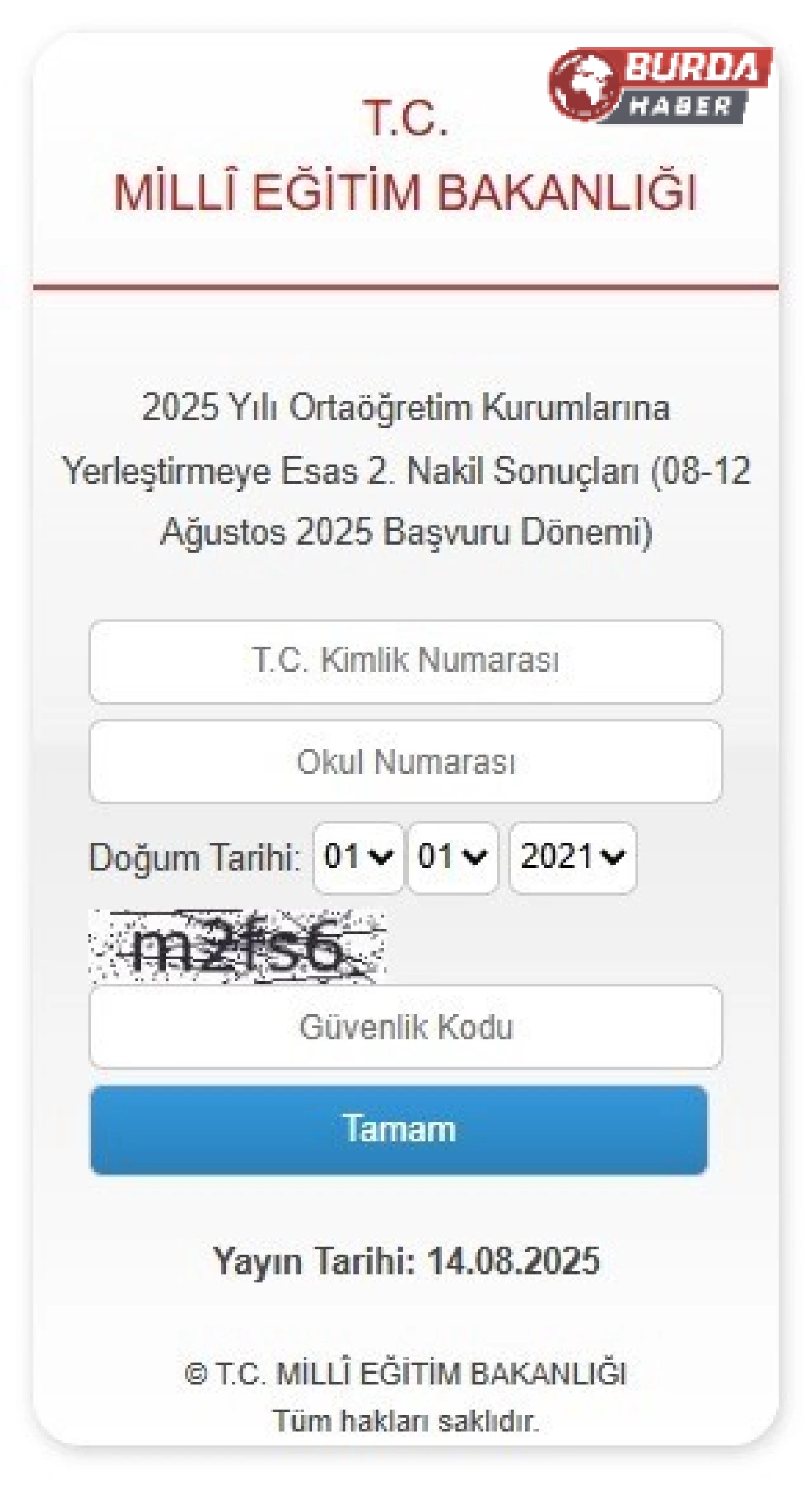 LGS kapsamında yerleştirme esaslı 2’nci nakil sonuçları açıklandı.