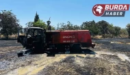 Arazi yangınında alevler itfaiye aracının da yanmasına sebep oldu.