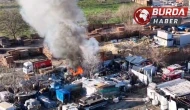 İnegöl'de Geri Dönüşüm Tesisinde Çıkan Yangın Havadan Görüntülendi