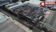 Bursa'da Fabrikada Gece Yarısı Çıkan Yangın Dronla Görüntülendi