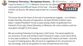 Başkan Zelenskiy’den ABD First Lady’si Melania Trump’a teşekkür