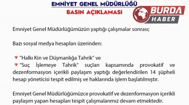 Provokatörlük yapan 14 hesap yöneticisi hakkında işlem başlatıldı.