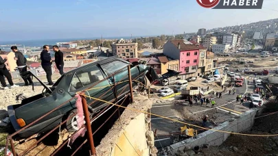 Trabzon Belediye Kamyoneti Yokuşta Kontrolden Çıktı
