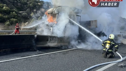 Muğla-Aydın Karayolunda Kaza Yapan Tır Yangında Kül Oldu