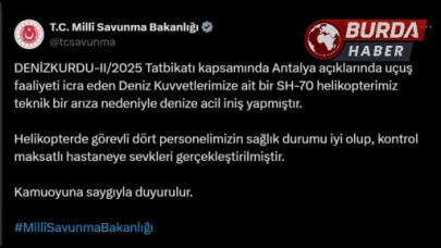 DENİZKURDU-II/2025 tatbikatında askeri helikopter acil iniş yaptı.