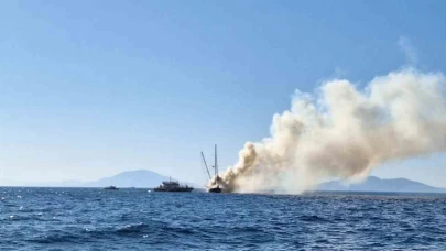 Bodrum’da Polonyalı turistlerin de olduğu tekne yanarak battı.