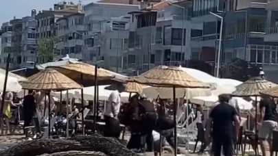 Halk plajında şezlong kavgası:Zabıta ile işletme arasında arbede çıktı