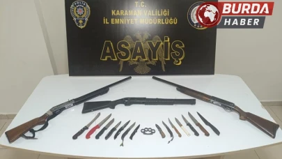 Karaman'da Ruhsatsız Silahlar ve Uyuşturucu Operasyonu: 3 Tutuklama