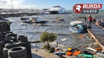 Ayvalık'ta Şiddetli Lodos Tekneleri Batırdı
