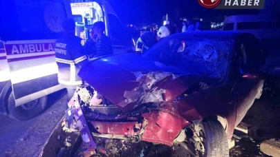 Ağaca çarpan otomobilde 3 kişi yaralandı