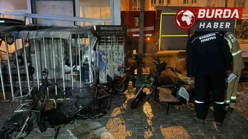 Karaman'da Şarjda Bırakılan Elektrikli Bisikletler Alev Aldı