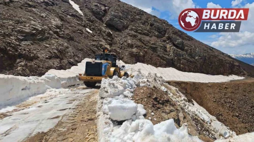 Kulp’ta çığ ve heyelan nedeniyle hasar gören yollarda onarım yapılıyor