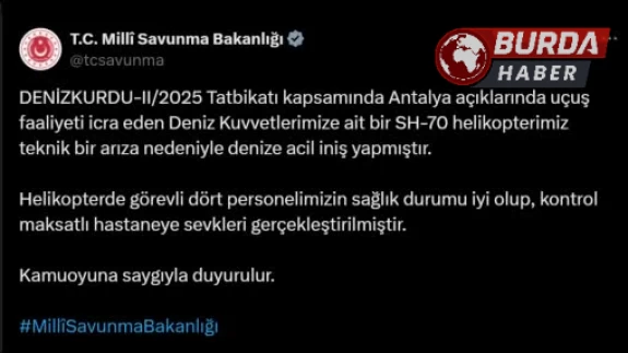 DENİZKURDU-II/2025 tatbikatında askeri helikopter acil iniş yaptı.