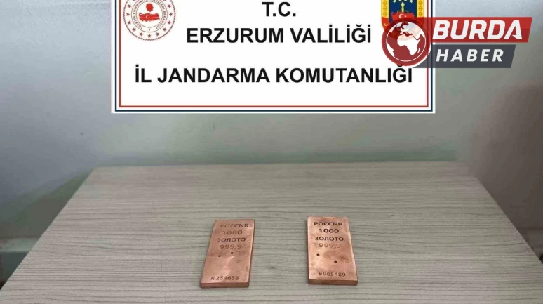 Jandarma ekipleri Erzurum’da 2 kilo sahte külçe altın ele geçirdi.