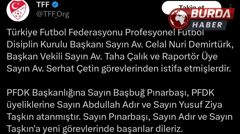 Profesyonel Futbol Disiplin Kurulu Başkanı Başbuğ Pınarbaşı oldu.