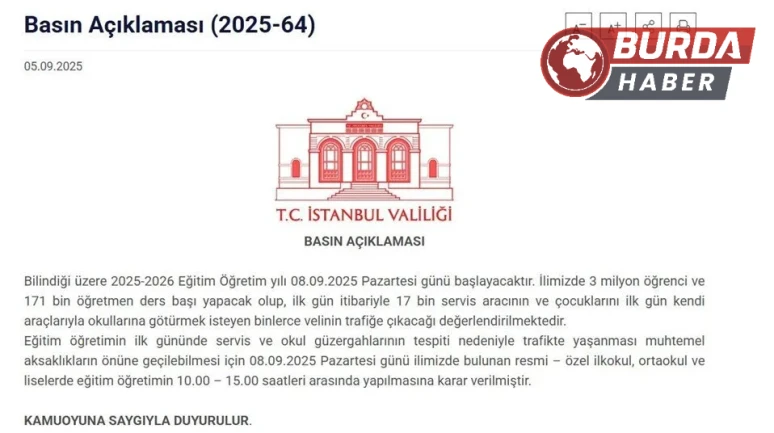 Valilikten okulların ilk günü için saat düzenlemesi!