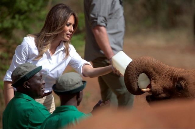 Afrika turunu sürdüren ABD Başkanı Donald Trump'ın eşi Melania Trump, Kenya’daki Nairobi Ulusal Parkı’nı ziyaret etti.