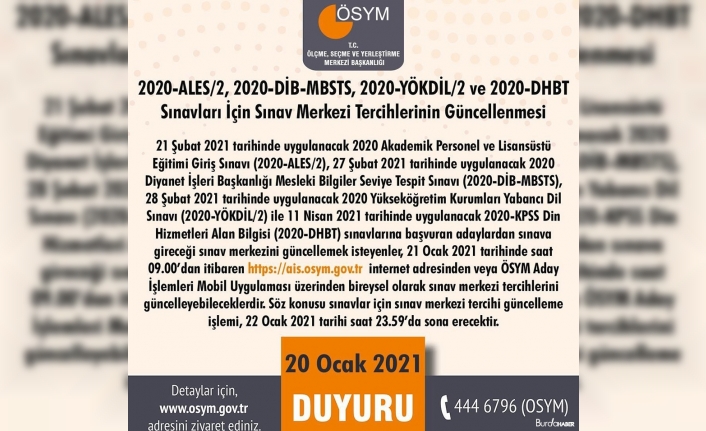 ÖSYM Başkanı Aygün’den sınav merkezi tercihleri güncelleme duyurusu