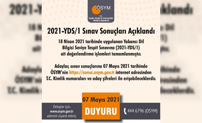 2021-YDS/1 sonuçları açıklandı