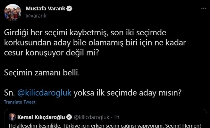 Bakan Varank’tan Kılıçdaroğlu’na erken seçim cevabı: “Seçimin zamanı belli”