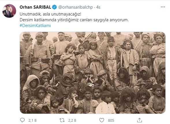 CHP Bursa Milletvekili Orhan Sarıbal’ın Dersim paylaşımı tepki çekti