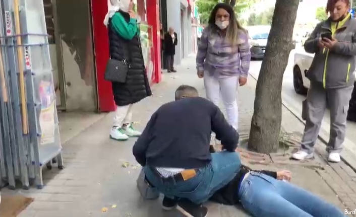 Sokak ortasında kadına uygulanan şiddet güvenlik kameralarına yansıdı