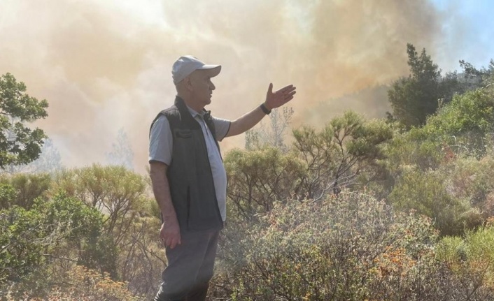 Bakan Kirişci, yangın söndürme çalışmalarını yerinde takip ediyor