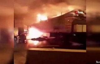İran-Irak sınırındaki kamyonlar alev alev yandı