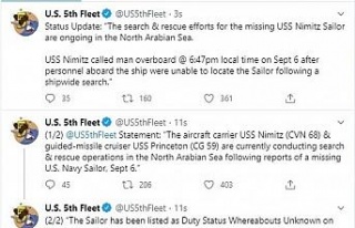 ABD donanması, Umman Denizi’nde kaybolan personeli...