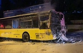 Park halindeki İETT otobüsü alev alev yandı