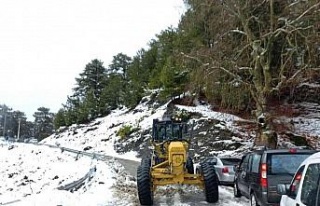 Büyükşehir ekiplerinin karla mücadele çalışmaları...