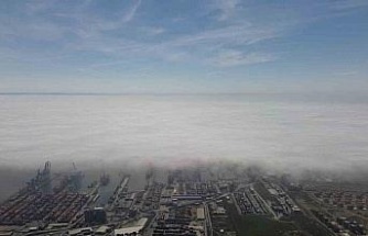 İstanbul’da sabah saatlerinde etkili olan ’sis denizi’ havadan görüntülendi
