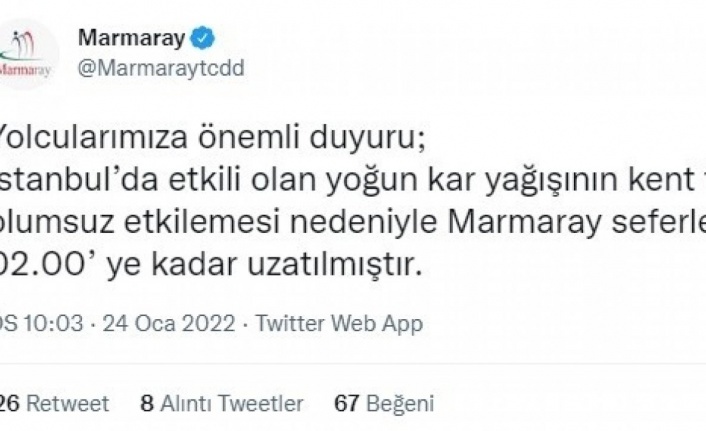 Marmaray seferleri saat 02.00’a kadar uzatıldı